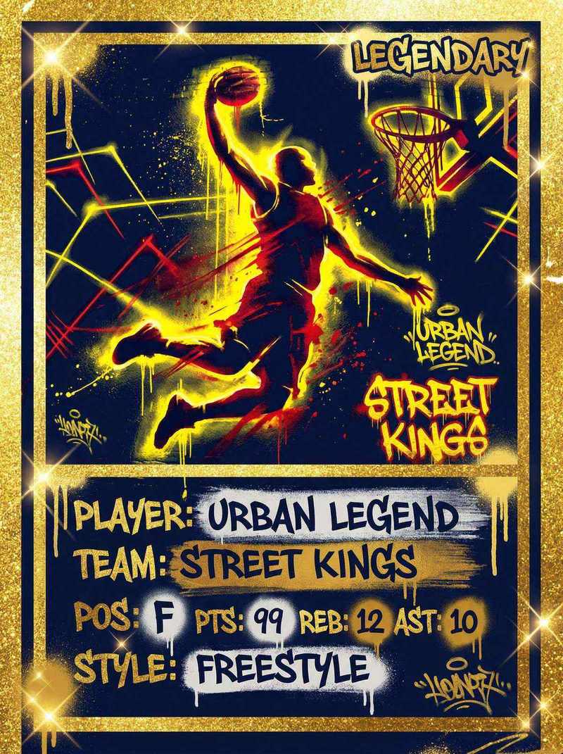 bb贝博 | 传奇球星卡涂鸦风格扣篮剪影