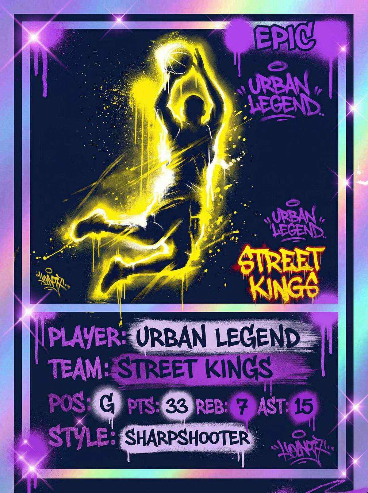 bb贝博 | 史诗球星卡涂鸦风格投篮剪影