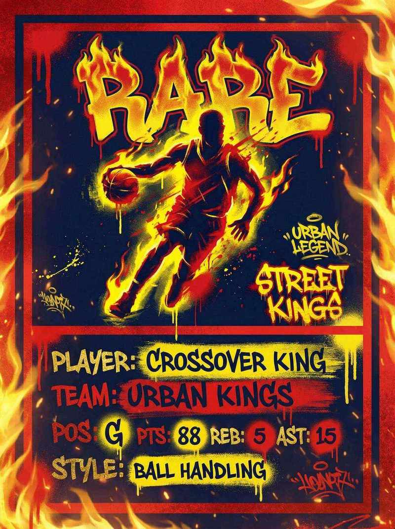 bb贝博 | 稀有球星卡涂鸦风格过人剪影